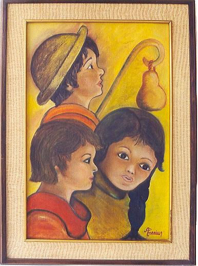 NIÑOS MEXICANOS Oil Canvas Figure Painting