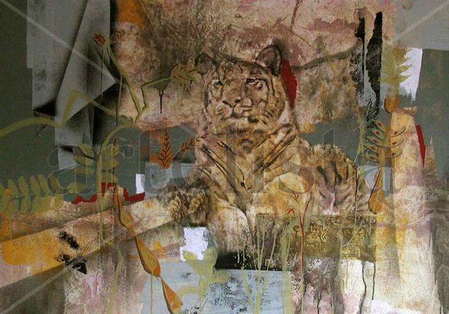 Un tigre dans mes rêves Media Mixta Lienzo Animales