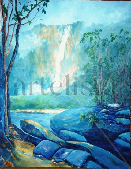 Ventana al Salto Angel Oil Canvas Landscaping