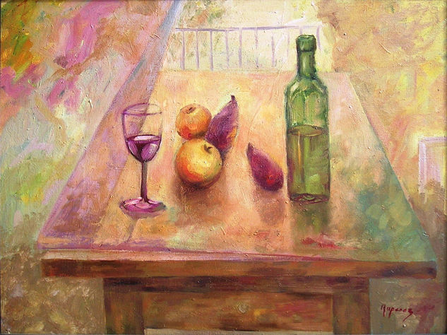 Vinos y frutas Oil Canvas Still Life Paintings