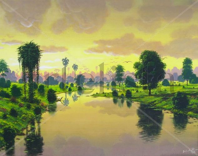 Atardecer II Acrylic Canvas Landscaping