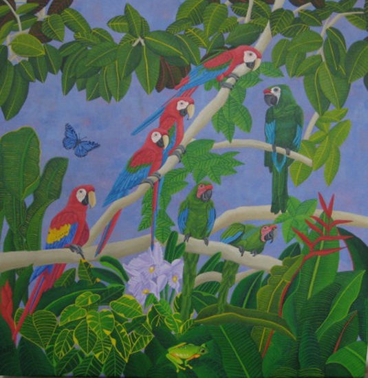 LOS LOROS DE BELICE. Acrylic Canvas Animals