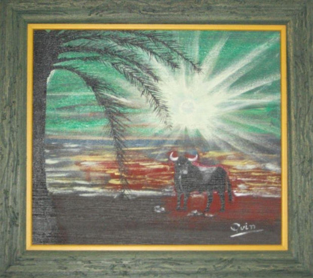 Puesta de sol en verde y rojo Acrylic Panel Landscaping