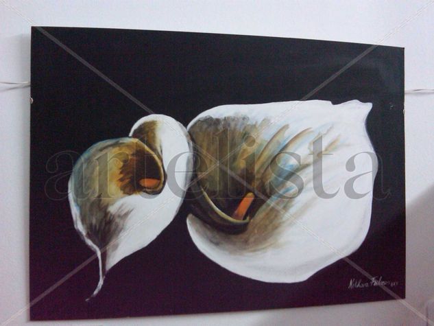 Calas Oil Panel Floral Painting