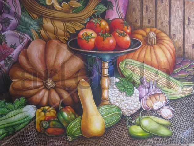 Bodegon de Verduras "Frutos de mi Tierra" Watercolour Paper Still Life Paintings