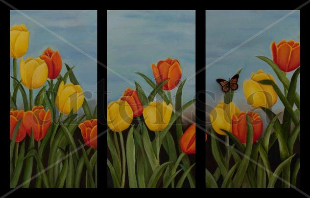 TULIPANES Oil Canvas Floral Painting