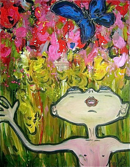 Niño con Mariposa Acrylic Canvas Figure Painting