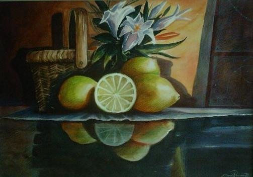 Bodegón con Limones Watercolour Paper Still Life Paintings