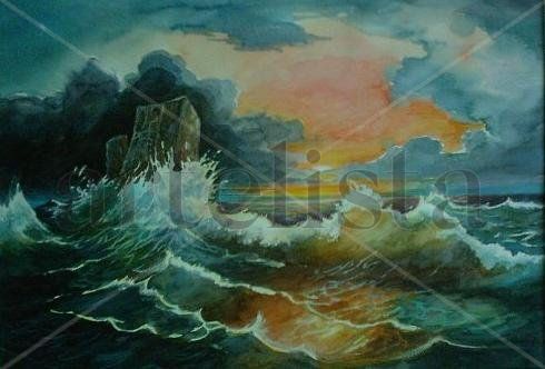 Luz y Sombra-Marina Watercolour Paper Marine Painting