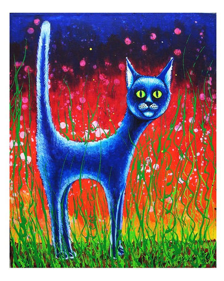 Gato azul Mixed media Canvas Animals