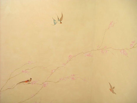 Pájaros y almendro.