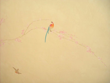 Pájaros y almendro.