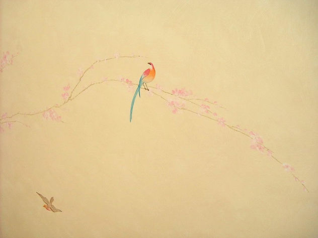 Pájaros y almendro.