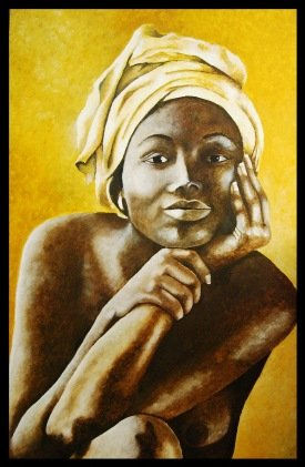 Chica Africana Oil Canvas Figure Painting