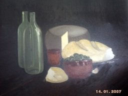 Pan y aceitunas Oil Canvas Still Life Paintings