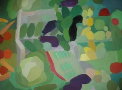 Bodegón en Verde Oil Canvas Still Life Paintings