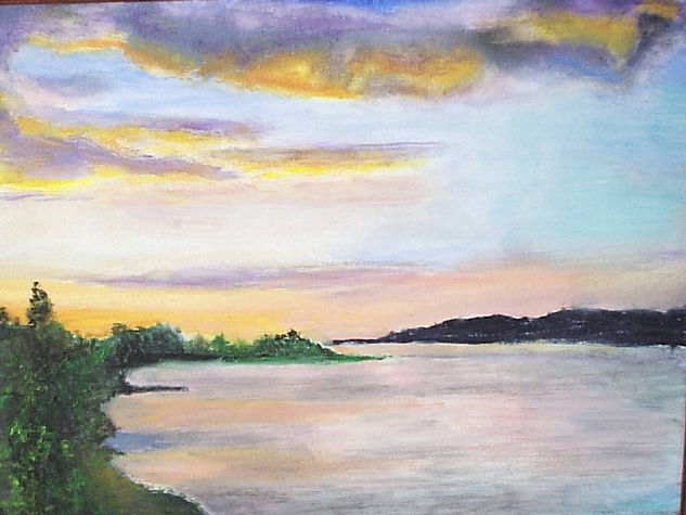 Ocaso en el Paraná Oil Canvas