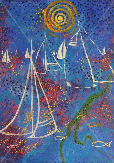 regata di primavera Acrylic Textile Marine Painting