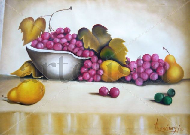 Bodegon de uvas y peras