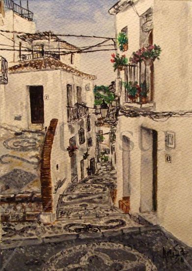 Calle en Frigiliana(Malaga) Watercolour Paper Landscaping