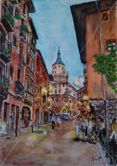 Calle Correria(Vitoria) Watercolour Paper Landscaping