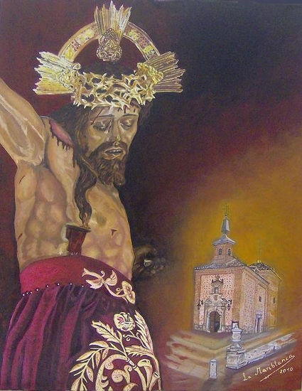 CRISTO DEL PRADO Oil Textile Figure Painting