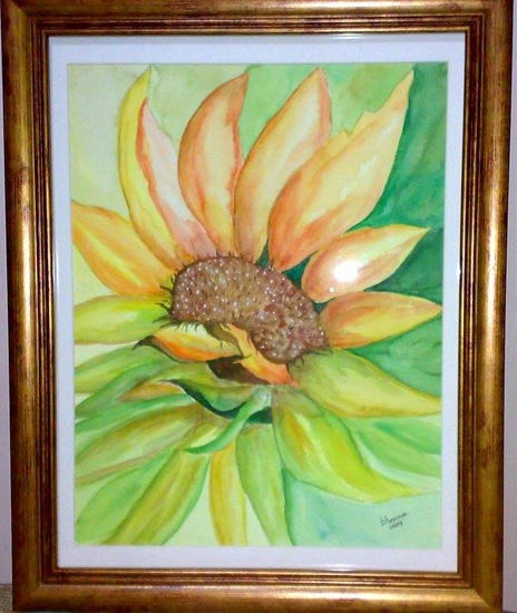 Girasol Acuarela Papel Floral