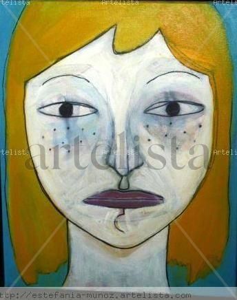 pop sad face Acrylic Canvas Figure Painting