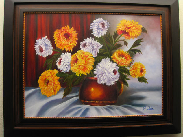 Crisantemos Oil Canvas Still Life Paintings