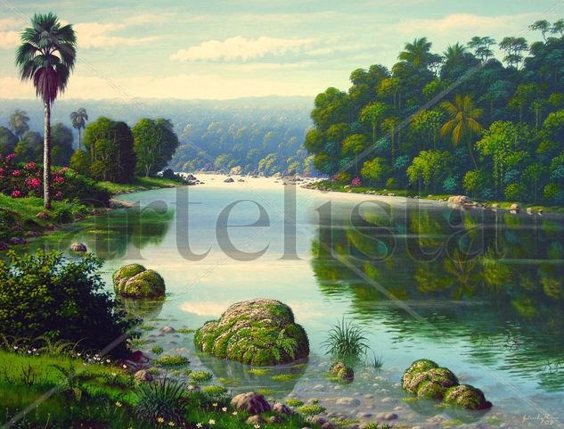 Rio Yaque del Norte Oil Canvas Landscaping