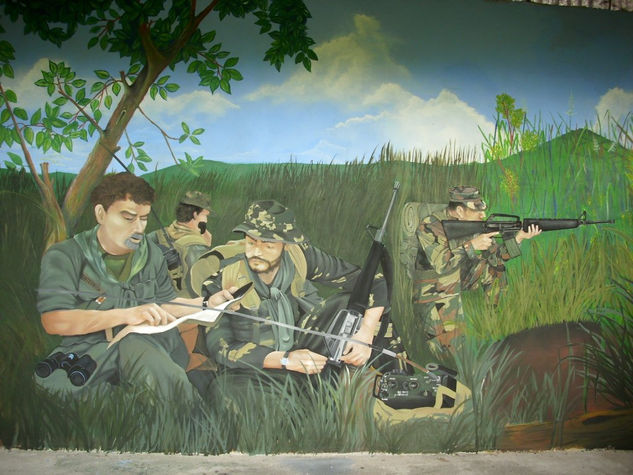 mural coronel domingo monterrosa y azmitia. Acrílico Otros Animales