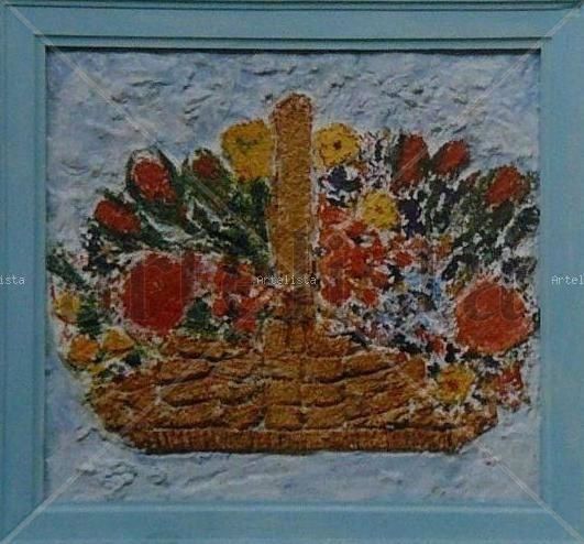 cesta flores Others Panel Floral Painting