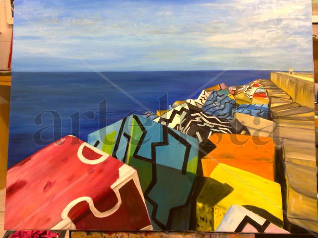 CUBOS DE LA MEMORIA, LLANES ( ASTURIAS ) Oil Canvas Marine Painting