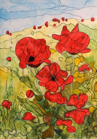 Roselles Watercolour Canvas Floral Painting