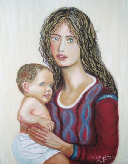 Maternidad Pastel Paper Figure Painting