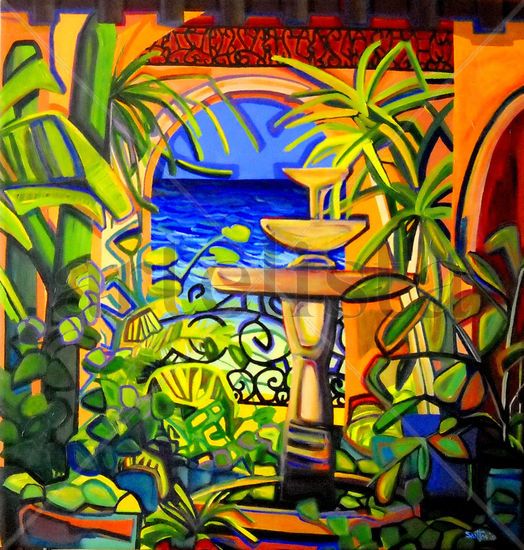 "Jardin en la costa" Acrylic Canvas Landscaping