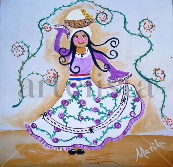 Chiperita Paraguaya Acrylic Card Figure Painting