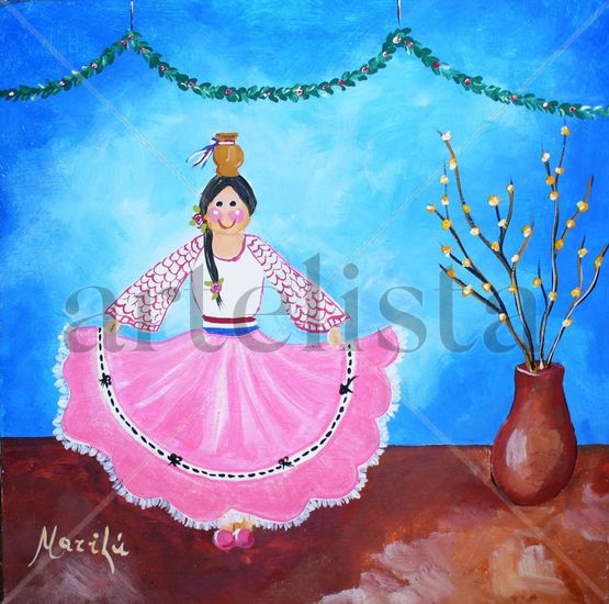 Danza con cantaro Acrylic Card Figure Painting