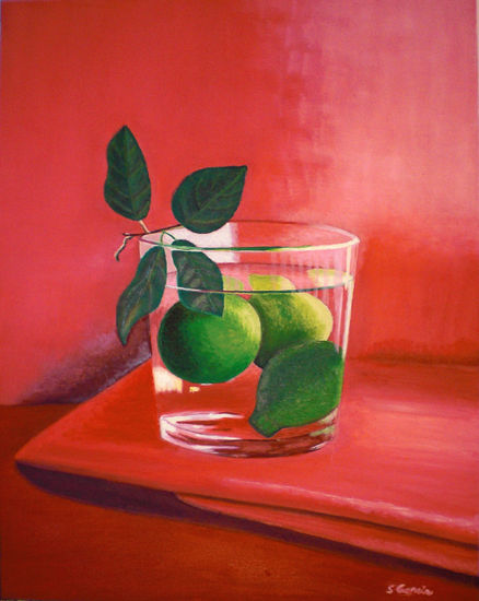 "Jarron con limones" Oil Canvas Still Life Paintings