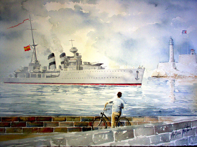 cuba (SOLD) Acuarela Papel Marina