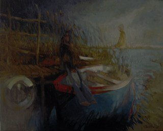 pescadores II Óleo Lienzo Paisaje