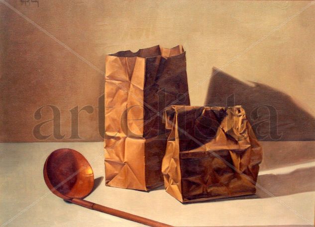 bolsas y cucharon Oil Canvas Still Life Paintings