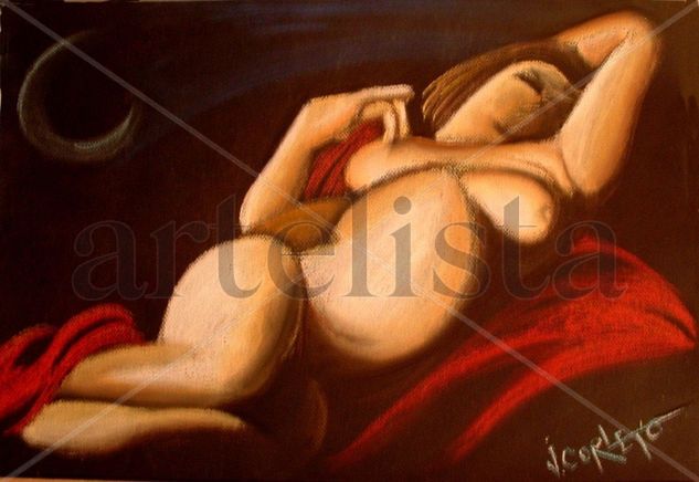 CUARTO CRECIENTE Pastel Paper Figure Painting