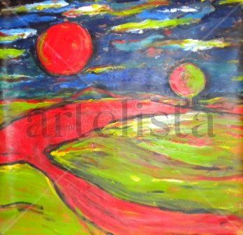 Paisaje con Luna Roja a lo Russo, 2011 Óleo Lienzo Paisaje