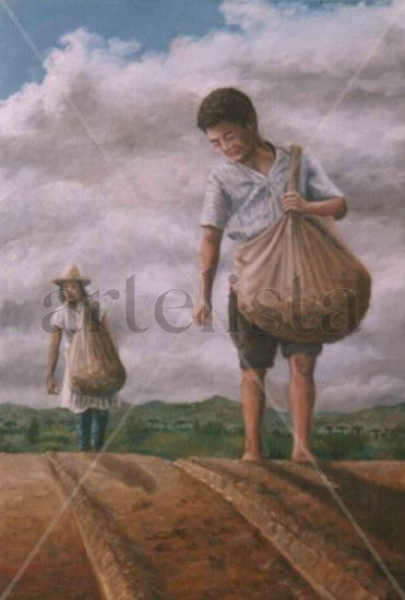 Plantadores de Batatas Oil Textile Figure Painting