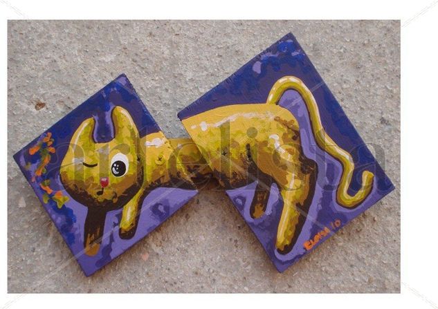 gato morado Acrylic Panel Animals