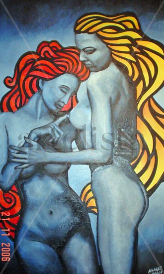 estudio de mujeres enamoradas V Oil Canvas Nude Paintings