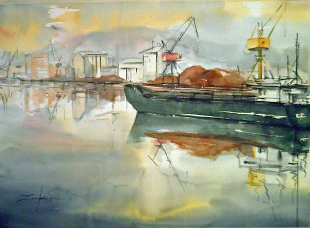 RIBERA DE ZOROZAURE Watercolour Paper Marine Painting