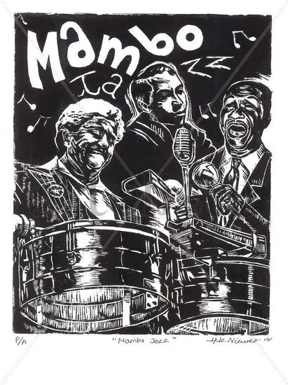 Los Reyes del Mambo Jazz Linocut