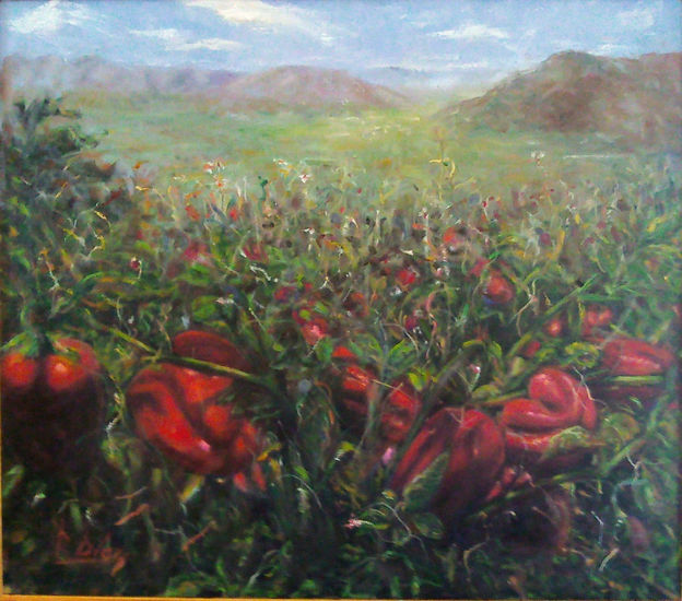 Rojo Pimiento Oil Canvas Landscaping